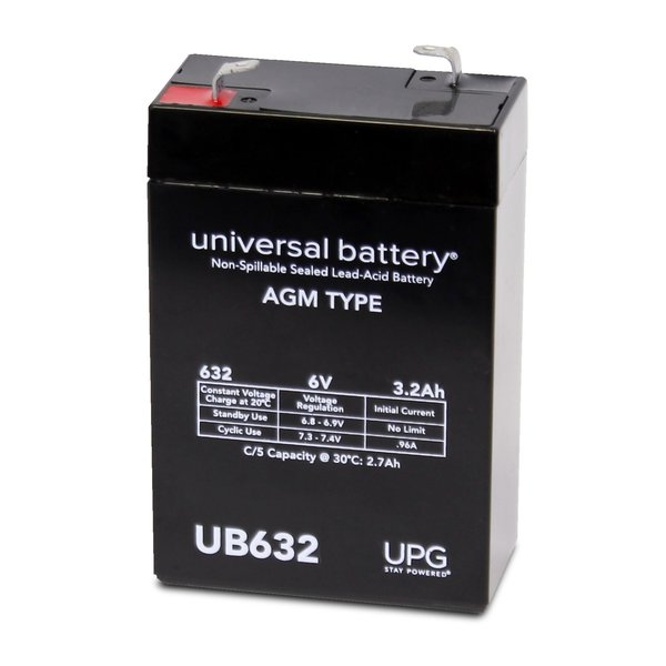 Upg Sealed Lead Acid Battery 6 V 32ah Ub632 F1 Faston Tab